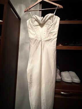 kristiana ivory cotton strapless corset mini dress Kristiana Strapless Stretch Cotton Cocktail Minidress (Women)
